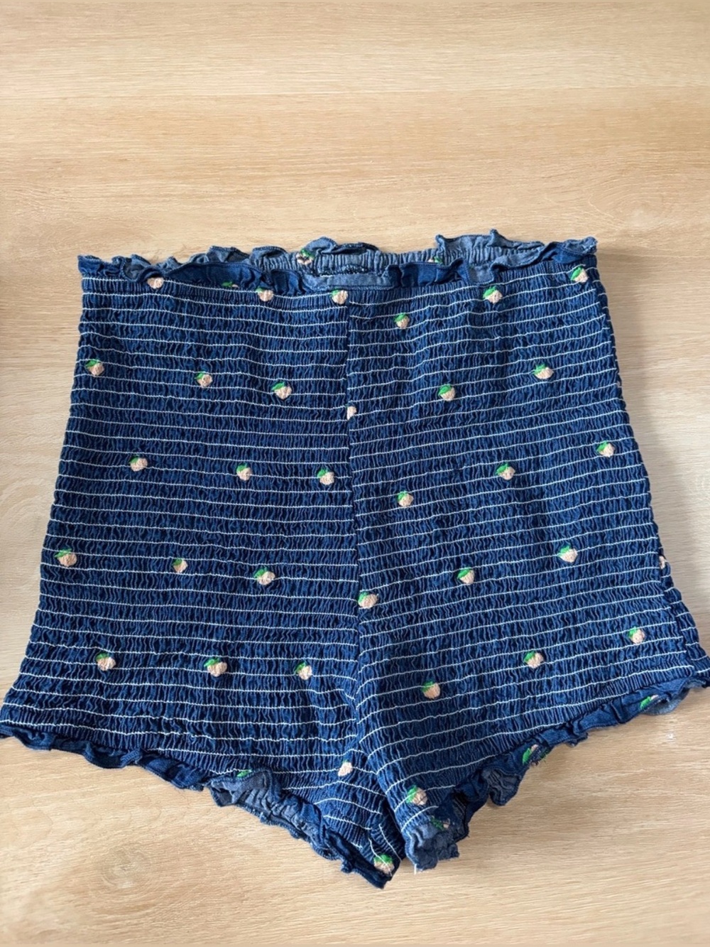 Urban Outfitters UO Rosie Peach Embroidered Smocked Shorts